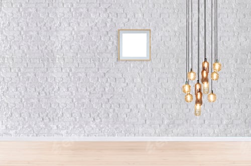 Preview: Interior Design with White Brick Wall and Lighting