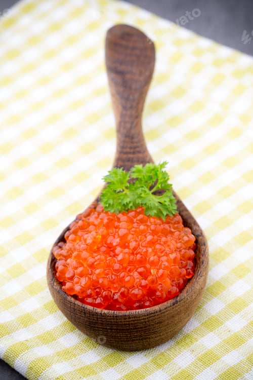 Preview: Red Caviar In The Wooden Spoon.