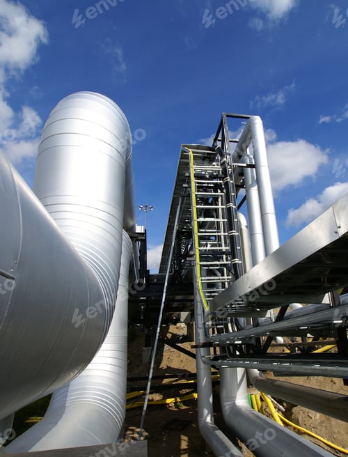 Preview: Industrial Zone, Steel Pipelines In Blue Sky