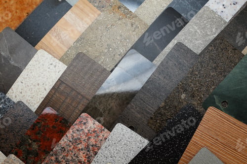 Preview: Samples Of Designer Textures Laid Out On The Table