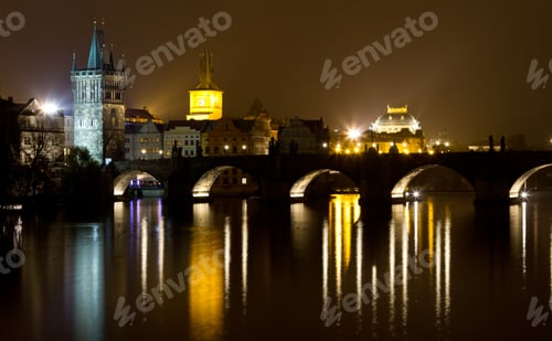 Preview: Charles Bridge At Night, Prague, Czech Republic