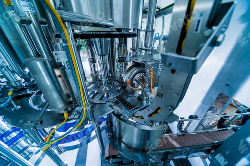 Preview: Automatic Filling Machine Pours Water Into Plastic Pet Bottles. Brewing Production. Industrial