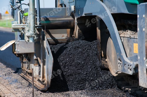 Preview: Workers On A Road Construction, Industry And Teamwork, New Asphalt