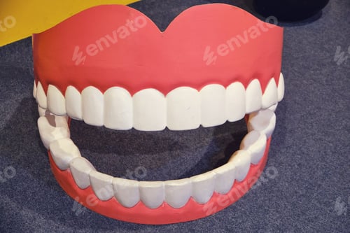 Preview: A Model Of A Human Teeth For Study By Children, Close-Up. Large False Jaw