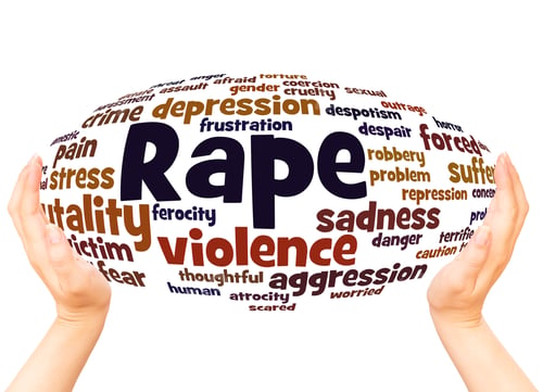 Preview: Rape Word Cloud Hand Sphere Concept On White Background.