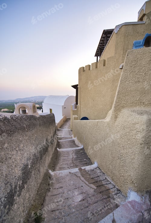 Preview: White Stairs In The Center Of Santonini.