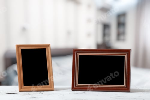 Preview: Photo Frames On The Wooden Table In The Bedroom