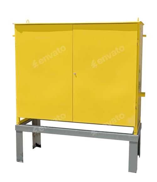 Preview: Yellow Metal Gas Distribution Box For Gas Equipment On White Background