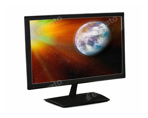 Preview: Black Lcd Monitor Isolated On White Background.Elements Of This Image Furnished By Nasa.
