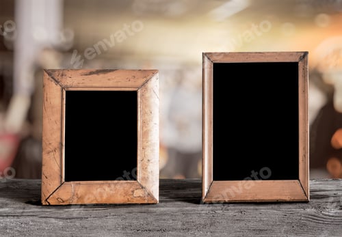Preview: Photo Frames On The Wooden Table In The Living Room