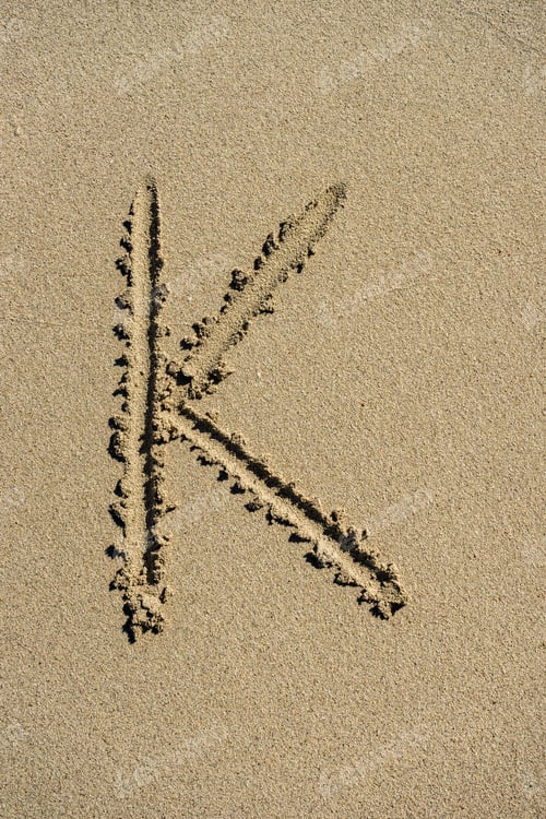 Preview: Alphabet Beach Letters, Letter K Written In Sand.