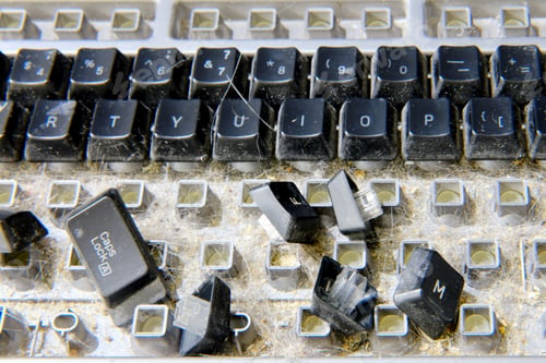 Preview: Disassembled Keyboard With Garbage Inside Prepared For Cleaning