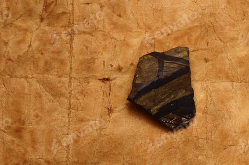 Preview: Archaeological Find: A Fragment Of Ancient Pottery On A Background Of Old Paper