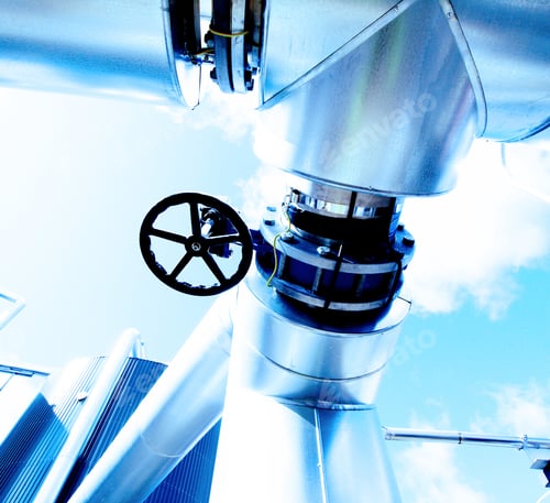Preview: Industrial Zone, Steel Pipelines In Blue Tones