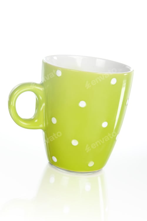 Preview: Green With White Polka Dots Cup Isolated