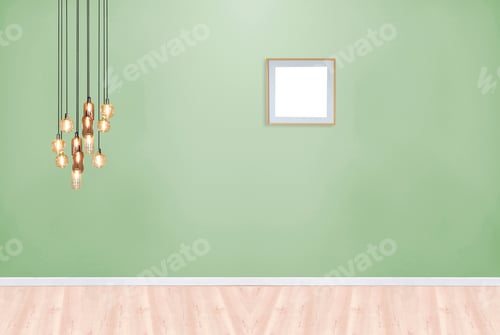 Preview: Minimalist Room Interior with Light Green Wall