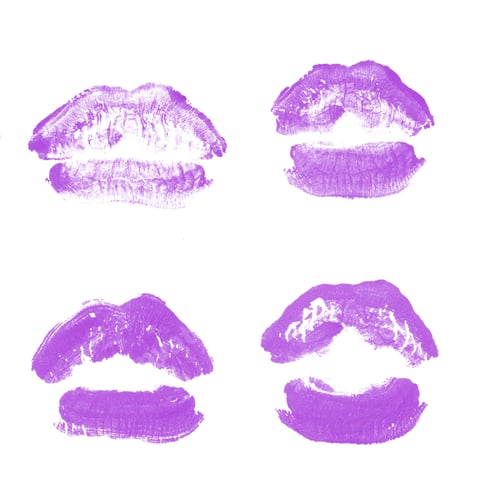 Preview: Female Lips Lipstick Kiss Print Set For Valentine Day And Love Collection Isolated On White