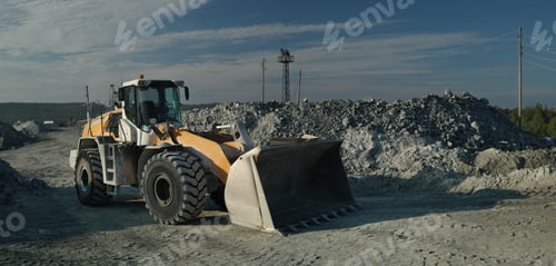 Preview: Front-End Loader, Close-Up, At A Mining Enterprise, Panorama. Mining Industry.