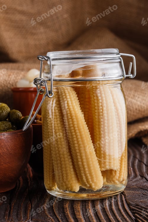 Preview: Pickled Vegetables On A Wooden Rustic Background