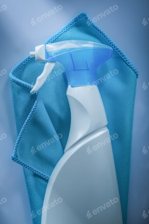 Preview: Blue Washing Cloth Sprayer On White Surface.
