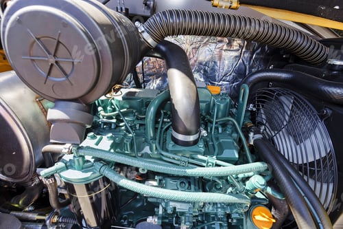 Preview: View On Motor Of New Excavator Digging