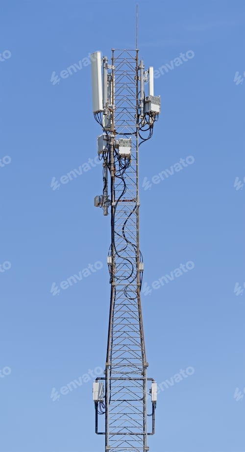 Preview: Tower With Aerials Of Cellular On A Background Mountains And Blue Sky