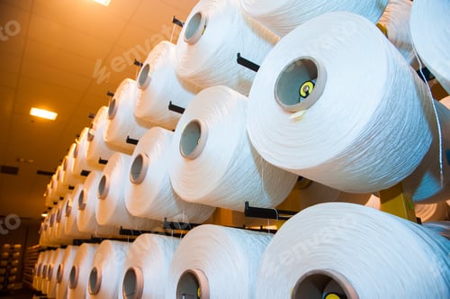 Preview: Industrial Fabric Production Line. Weaving Looms At A Textile Factory