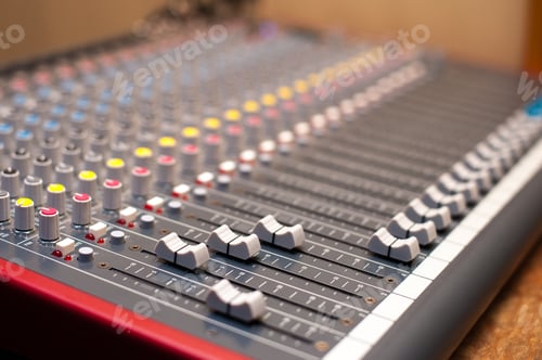 Preview: Music Studio Mixer Detail Of Volume Level In Selective Focus
