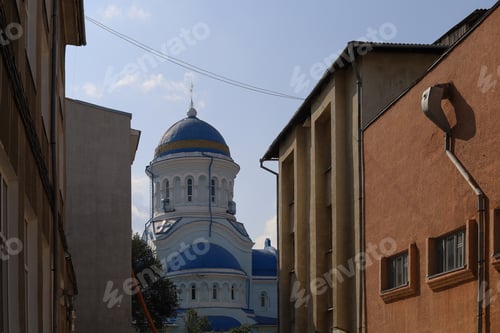 Preview: Abstract Religious Background Of Church And Monastery. Faith And Symbolism