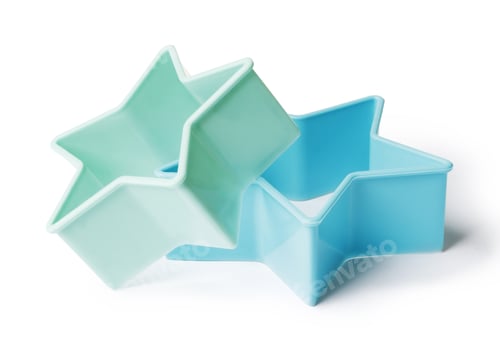 Preview: Decorative Baking Molds Isolated On White Background. Cooking For Children Concept.