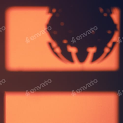 Preview: A Shadow That Looks Like An Alien Spacecraft. The Silhouette Of A Ufo In The Window Against The Red