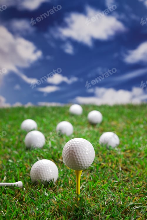 Preview: Golf Ball On The Green Grass. Studio Shot!