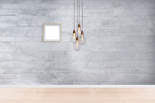 Preview: Interior Space with Gray Wall and Light Fixtures