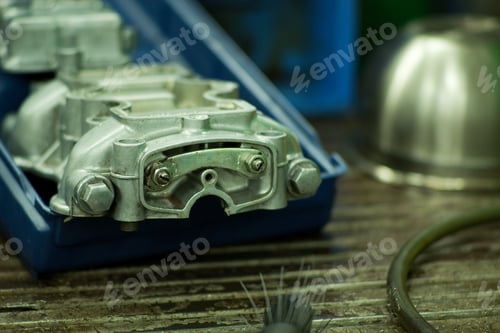 Preview: Lathe Machine For Metal Cutting, Machinery Center Background.