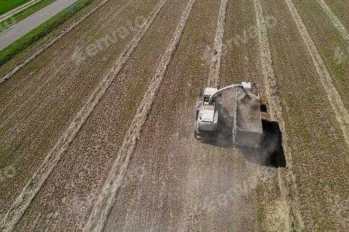 Preview: Hay Harvesting From The Field Top View From The Drone