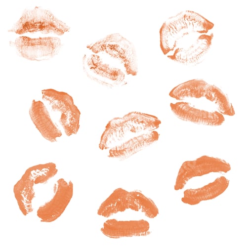 Preview: Female Lips Lipstick Kiss Print Set For Valentine Day And Love Collection Isolated On White