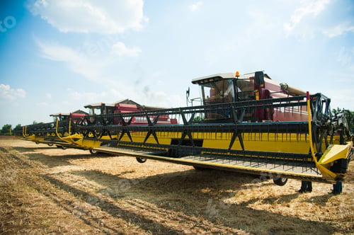 Preview: Combine Harvesters, In A Wheat Field Ready For Harvest