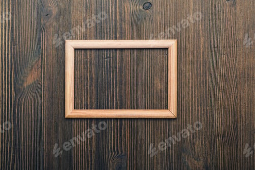 Preview: Wooden Photo Frame On Old Wooden Wall
