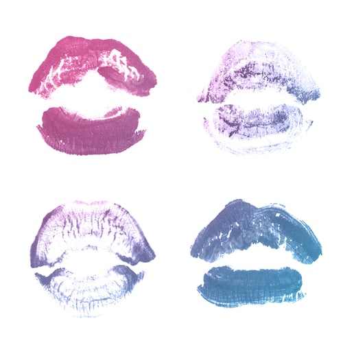 Preview: Female Lips Lipstick Kiss Print Set For Valentine Day And Love Collection Isolated On White