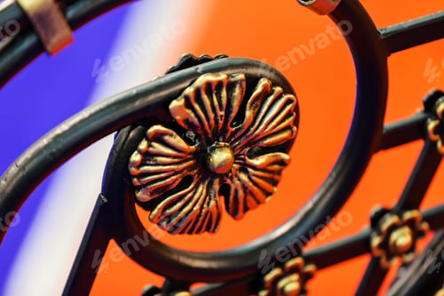 Preview: Details Of Structure And Ornaments Of Wrought Iron Fence And Gate