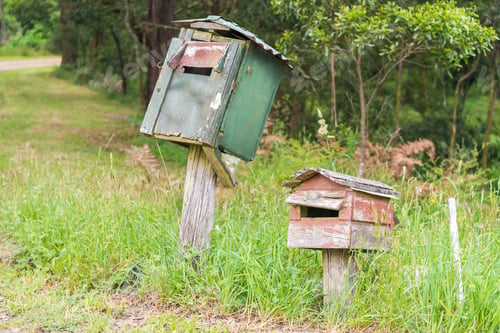 Preview: Rural Mailbox On A Old Wooden Post Out On A Country Road.