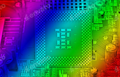 Preview: Macro View Of Cpu Pins And Circuit Mother Board