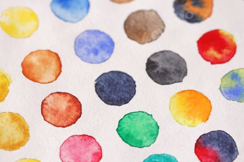 Preview: Bright Multicolored Circles Of Watercolors. Paper Background. Background For Decoration And Your
