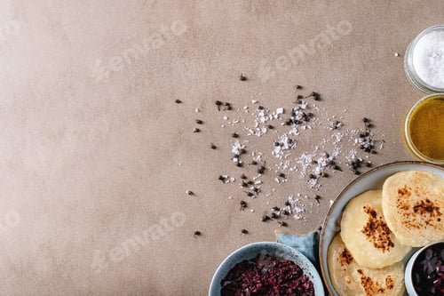 Preview: Olive Tapenade Served With Homemade Bread, Olives, Olive Oil, Salt And Black Pepper Over Brown