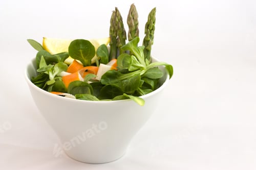 Preview: A Cup Of Salad With Surimi And Asparagus