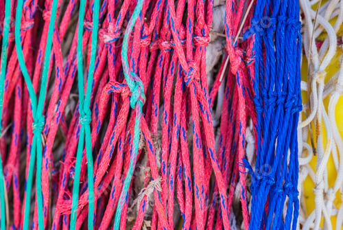 Preview: Closeup Of Multi-Colored Fishing Nets.