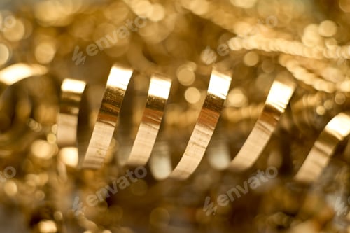 Preview: Bronze Copper Chip From Lathe, Metal Cutting, Metal Recycling Background.