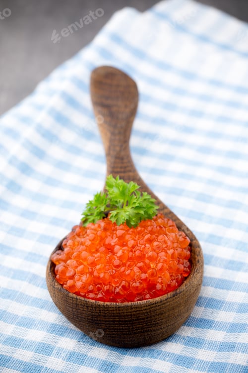 Preview: Red Caviar In The Wooden Spoon.