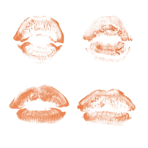 Preview: Female Lips Lipstick Kiss Print Set For Valentine Day And Love Collection Isolated On White