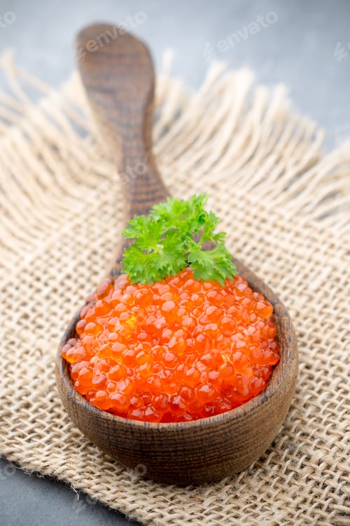 Preview: Red Caviar In The Wooden Spoon.